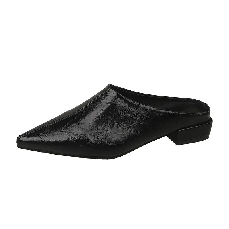 Hochhackige Einfache Damen-Baotou-Halbpantoffeln Spitze Sommer-Abendschuhe Einfarbige Hohe Absätze Schwarze Schuhe – Detail 18