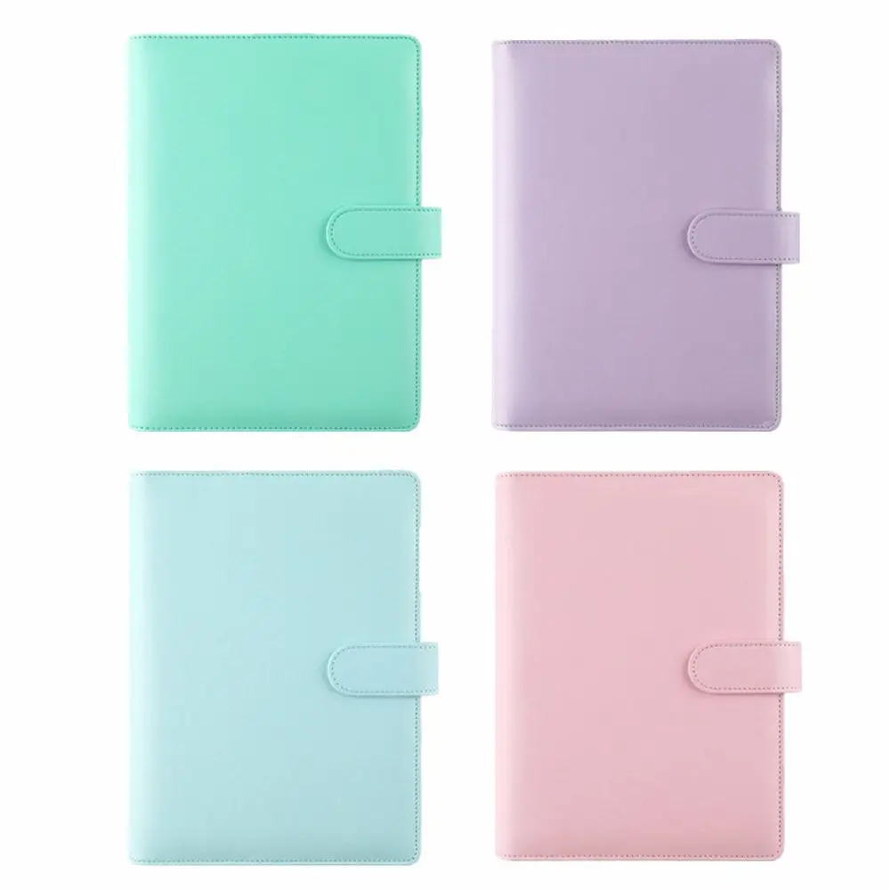 Macaroon Color A6/A5 PU Leather DIY Binder Notebook Cover Diary Agenda Planner Paper Cover School Stationery