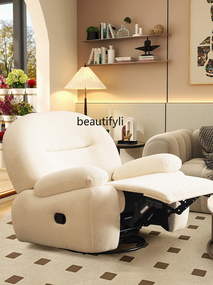 

Cream Style Electric Multi-Functional Single Sofa Lazy Bone Chair Small Apartment Living Room Bedroom Light Luxury Recliner