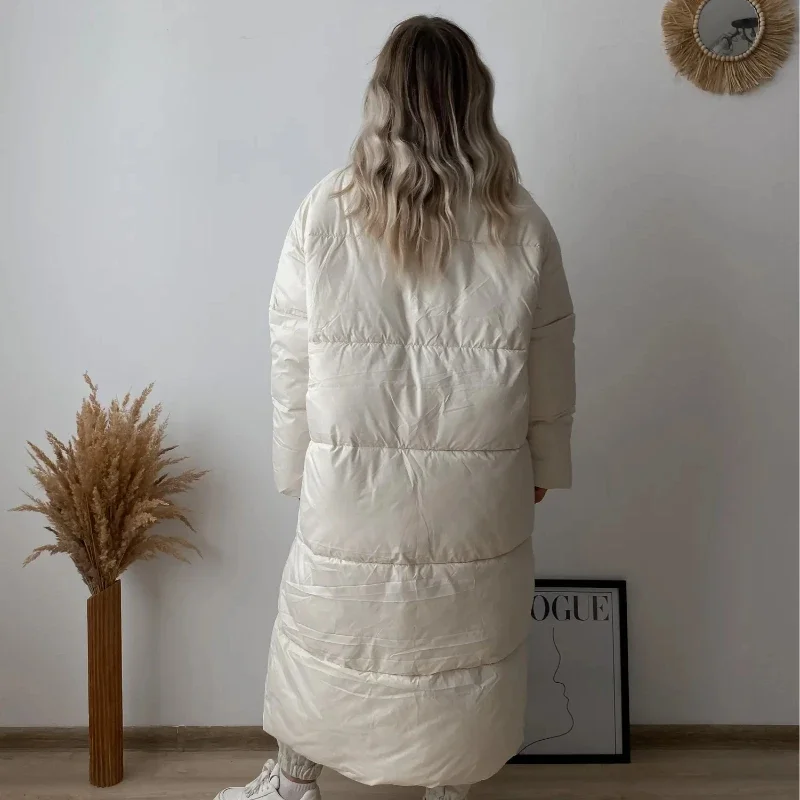 Veste en coton duvet épaissi pour femmes, veste en coton sur le genou, veste en coton de longueur moyenne, version coréenne, hiver 2023