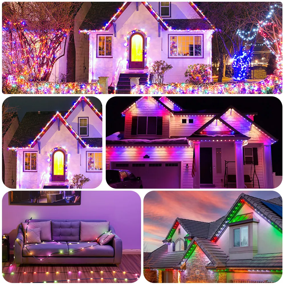 Tira de luces LED WS2812B RGB transparente, cable verde y negro, 5M-20M, guirnalda direccionable para fiesta, boda, decoración de luces de Navidad,