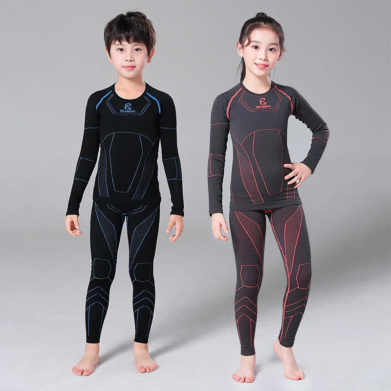 Dry Thermal Baby Boy Girl Ski Underwear Suits Sport Heat Children Cross-country Ski Suit Outdoor Montain Kids Snowboard Costume