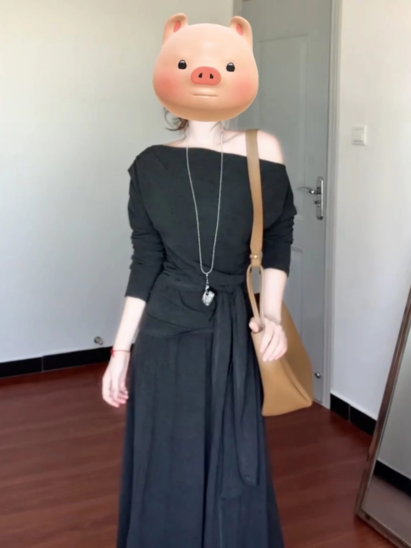 

Женское трикотажное платье А-силуэта с завышенной талией, облегающее, в японском стиле, средней мягкости