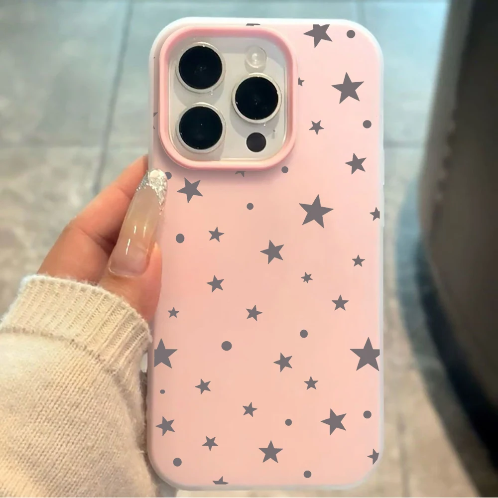 Minimal Grey Star Dot Print Phone Case For Samsung Galaxy S26 S25 S24 S23 Ultra Plus FE A56 A55 A54 A37 A36 A35 Shockproof Cover