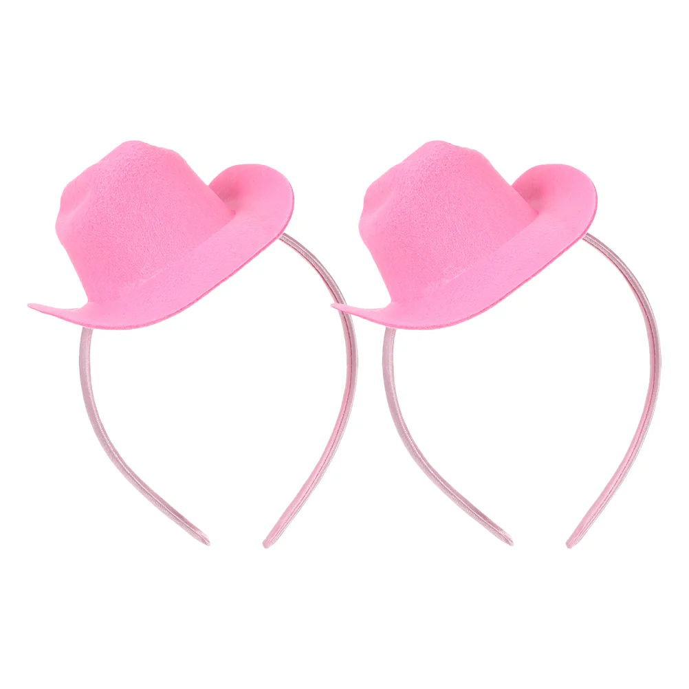 

2 Pcs Cowboy Hat Headband Party Hats for Kids Women's & Caps Cowgirl Hair Womens Pink Mini