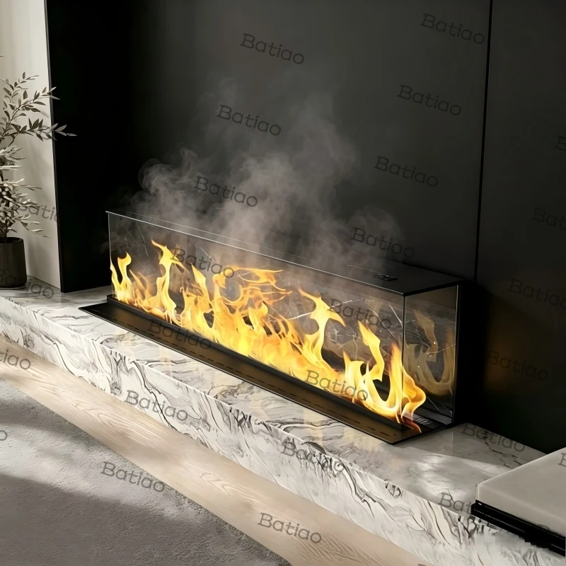 

Smart 3D Simulated Flame Electric Fireplace,Built-in Water Vapor Mist Humidifier,gold mist fireplace 3d flame WiFi App Control