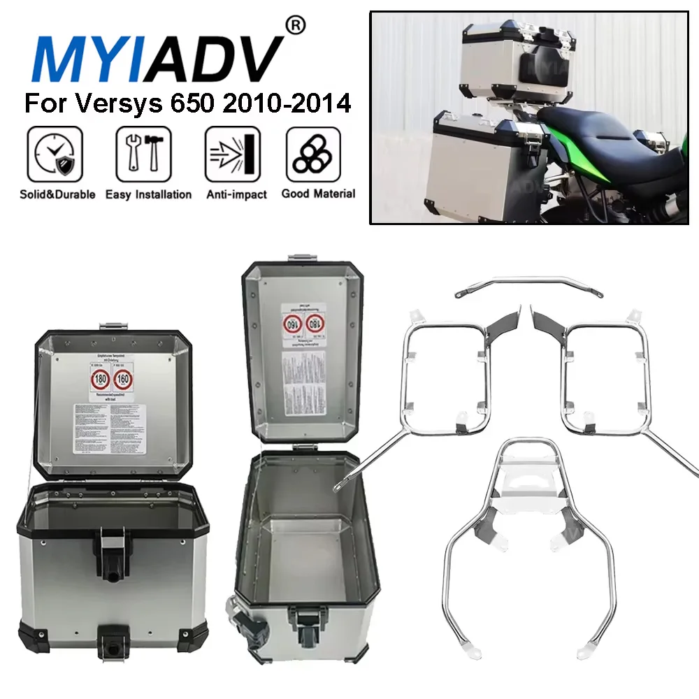 Motorcycle Aluminum Box Panniers Top Case Rack For Kawasaki For Versys 650 2010-2014 Saddlebag Stainless Steel Luggage Bracket