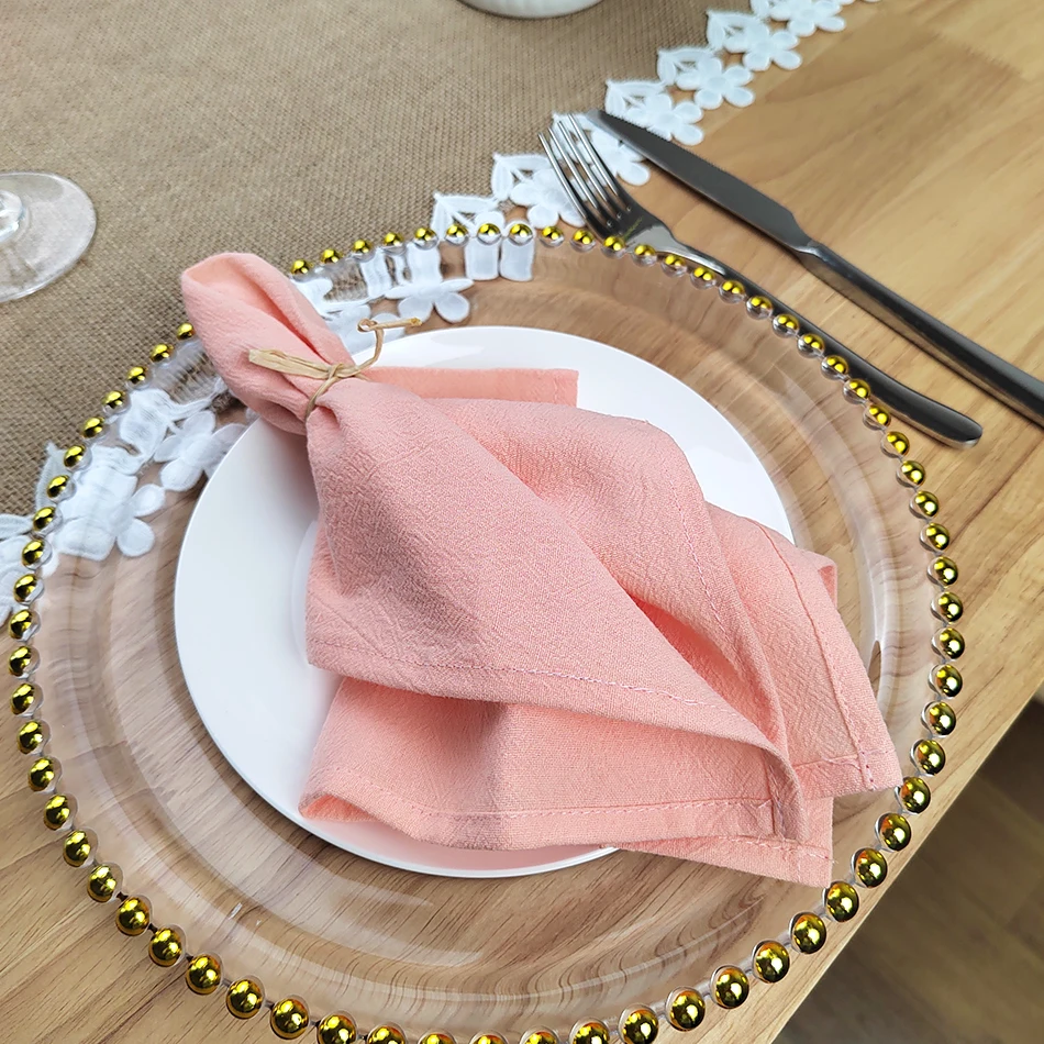 Set of 4 Cotton Cloth Napkins 30x45cm Sage Green Fabric Serviette Kitchen Tea Table Towels for Home Wedding Decoration Christmas