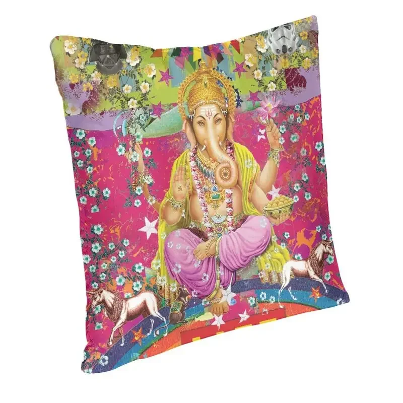 Modern Ganesha Hindu God Cushion Cover Velvet Elephant Goddess Throw Pillow Case Living Room Decoration Pillowcase