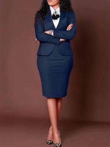 Imagen 2 del producto Conjuntos de dos piezas para mujer, Top de manga larga con cuello vuelto y falda Midi elegante, ropa de calle alta, traje de playa informal, primavera 2025