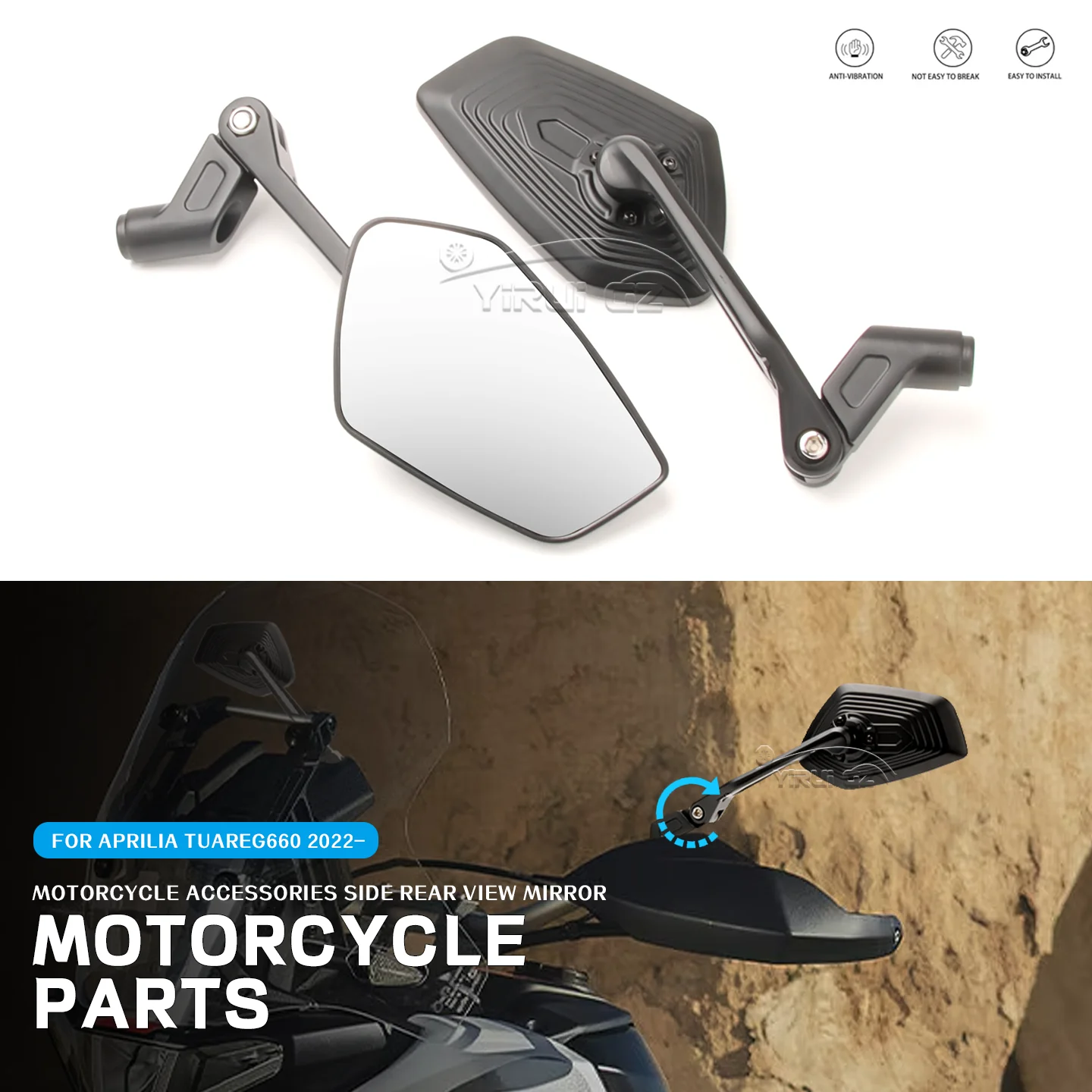 

For APRILIA Tuareg660 Tuareg660 660 2022- Motorcycle Rearview Mirror Aluminum Adjustable Side Rear View Mirrors Tuareg 660 2022-