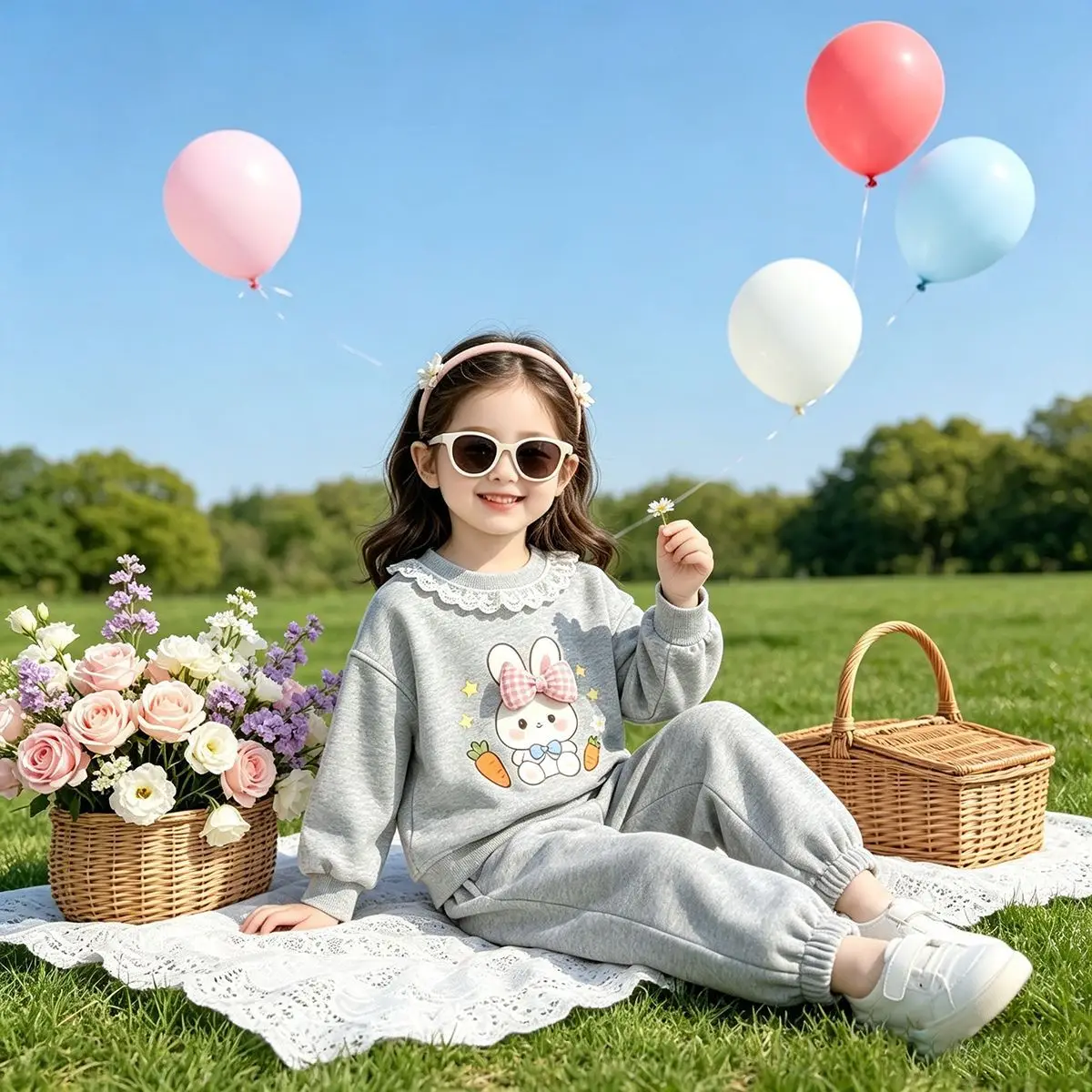 Süßes 2-teiliges Set für Mädchen – Langarm-Oberteil & Hose mit Bündchen für den frühen Herbst, niedliches Freizeitoutfit für Kleinkinder – Detail 7