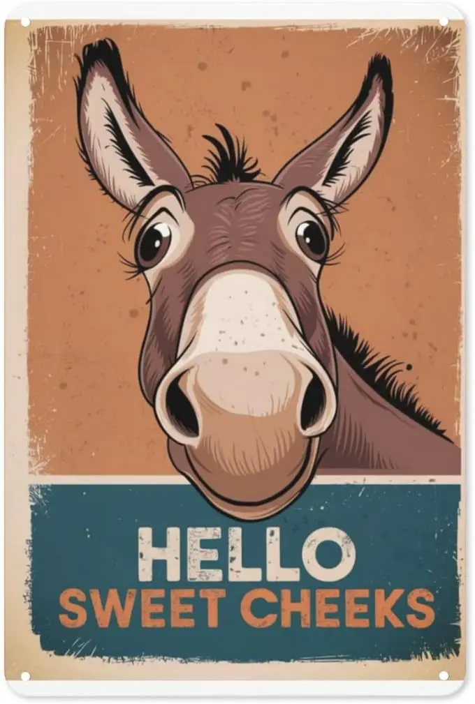 Donkey Humor Retro Tin Sign 8X12IN 