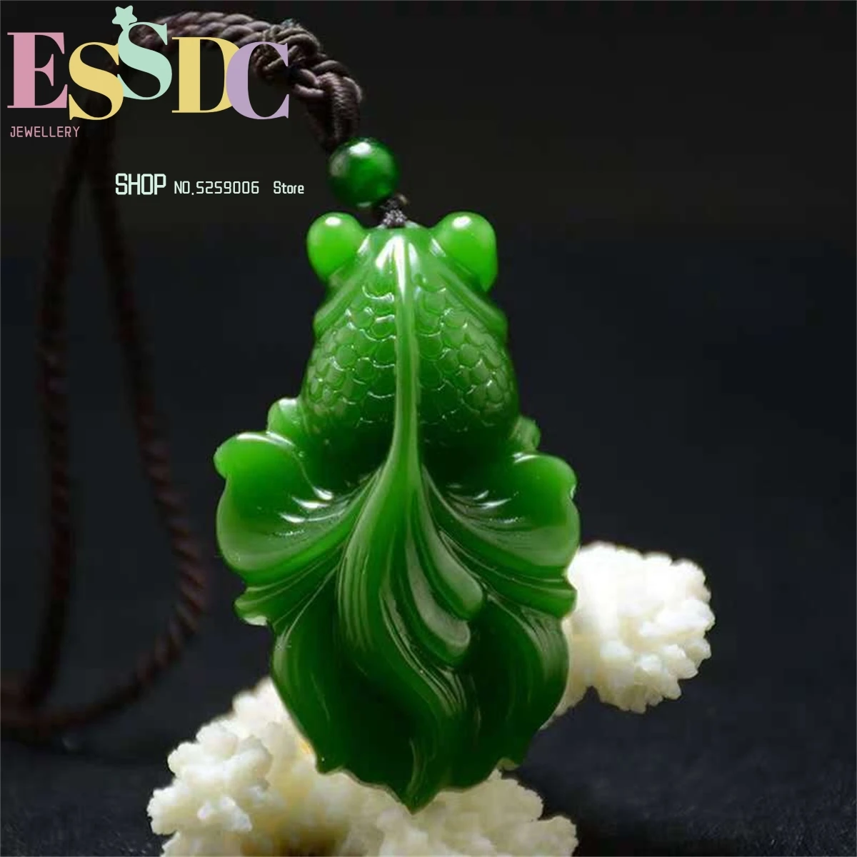 Natural Outer Mongolian Material Jade Goldfish Pendant  Spinach Green Women's Necklace  Wholesale Chinese Hand Carving Charm