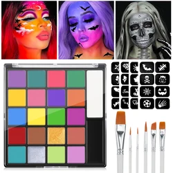 22 Color Children's Adult Face Paint Body Painting Set Fancy Dress Beauty Palette Oil and Brush Halloween Makeup for Christmas