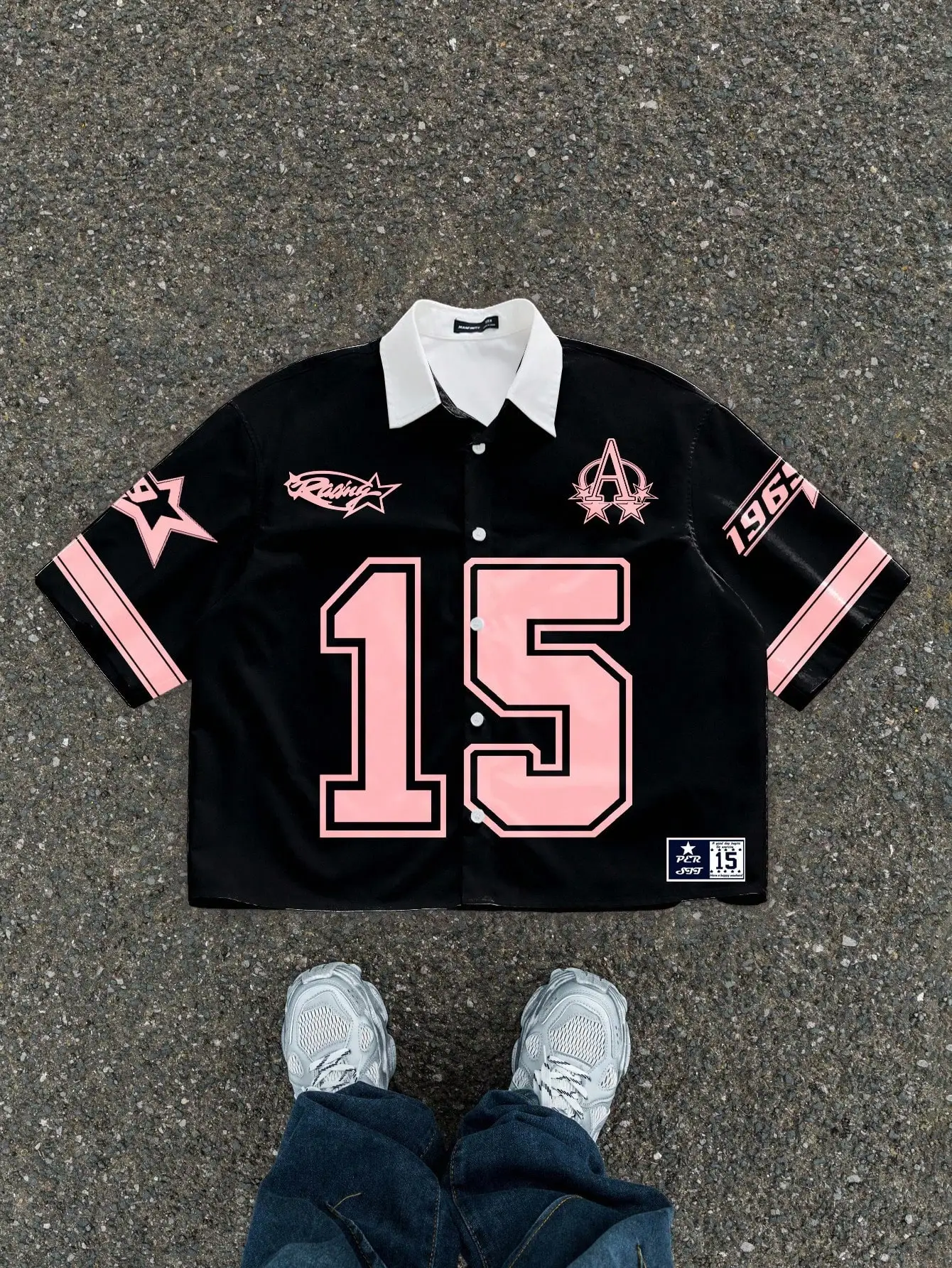 

Мужская черная рубашка с коротким рукавом и принтом в виде цифр, с воротником-поло, повседневная