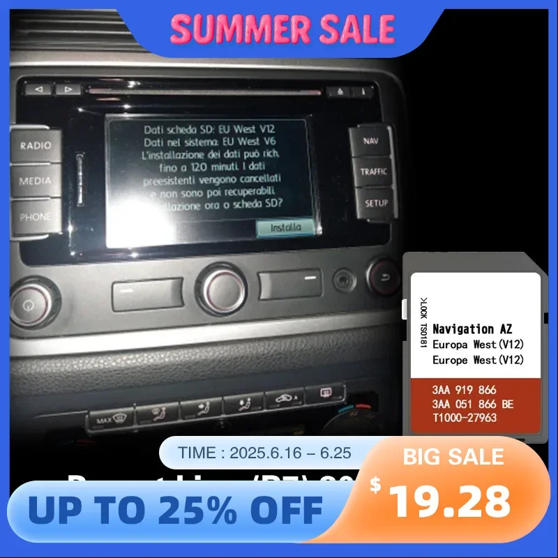 

для VW Passat Lim. (B7) 2011-2015 НАВИГАЦИЯ SAT Nav AZ V12 West Map SD-карта