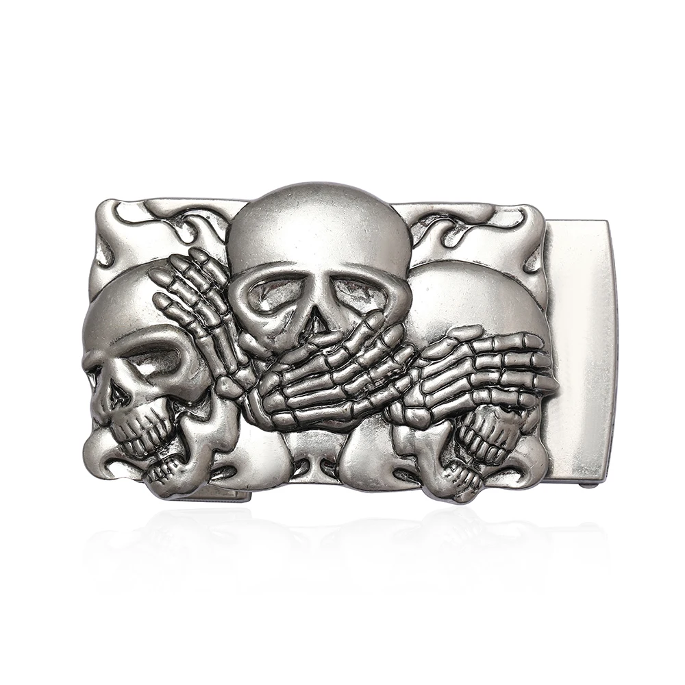 Punk rock style skeleton personality fashion versatile men's belt buckle smooth buckle