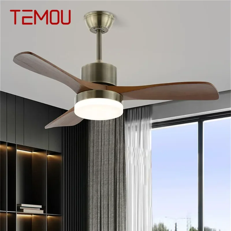 TEMOU Modern Fan Light Luxury Living Room Restaurant Bedroom Study LED Ceiling Fan Light Remote Electric Fan Light