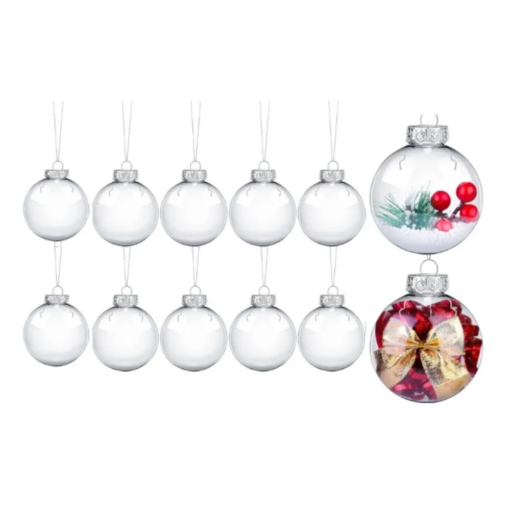 Transparent Christmas Ornaments Set of 12 Plastic Balls for Tree Decorations For Holiday Season Home Decoration