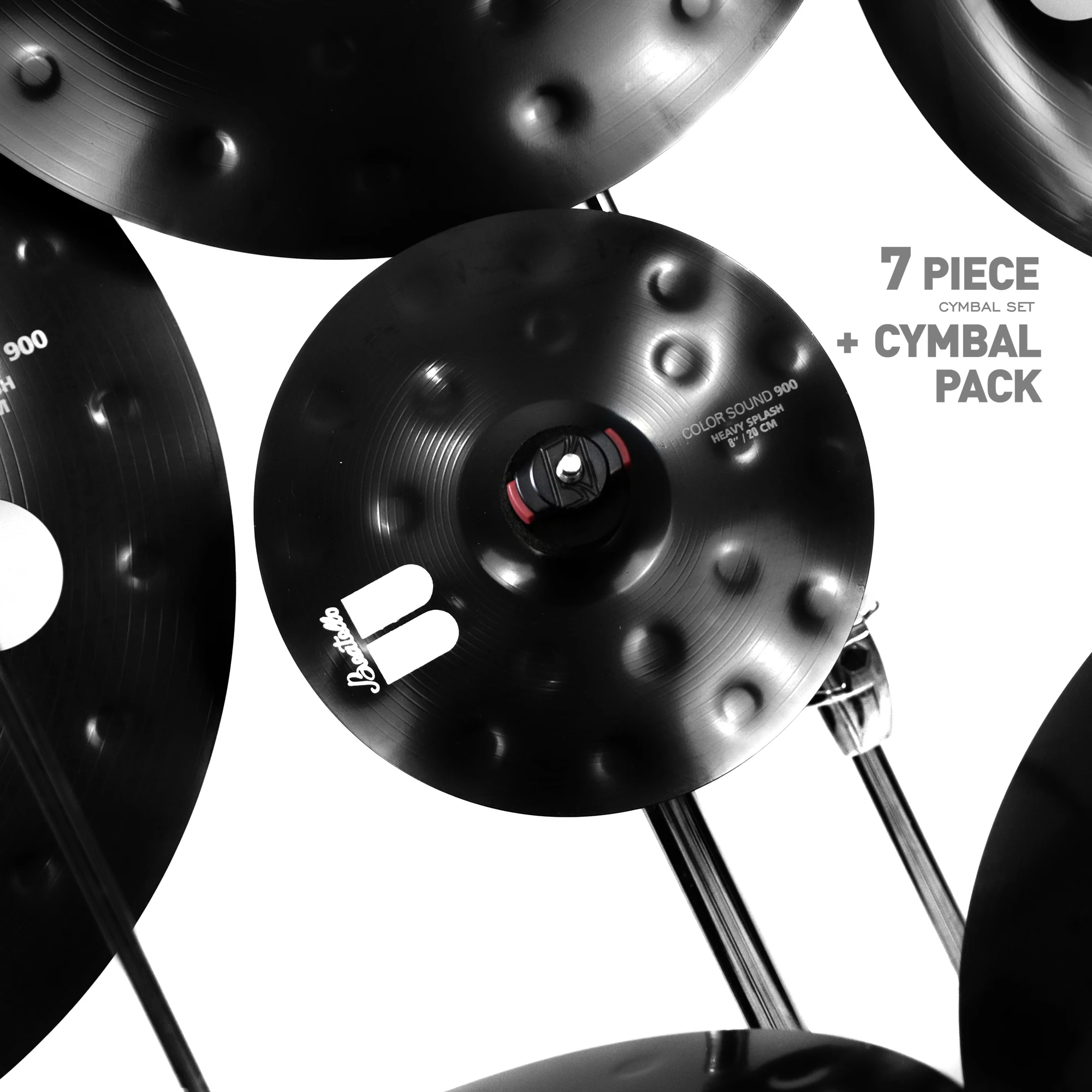 Beatello 7-Piece Black Devil Cymbals Set 8/14/16/18/20 Inch Instrument Cymbals With Black Bag For Drum Players view 3
