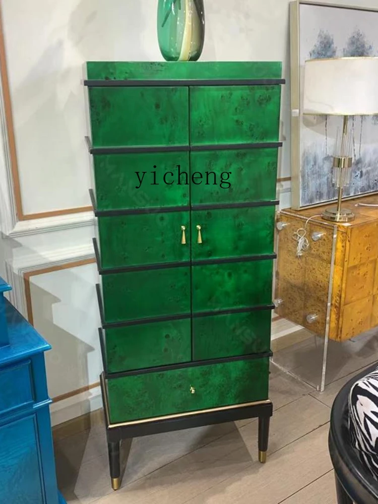 Yy Light Luxury Foyer Entrance Cabinet Grandmother Green Living Room Corridor Curio Cabinet