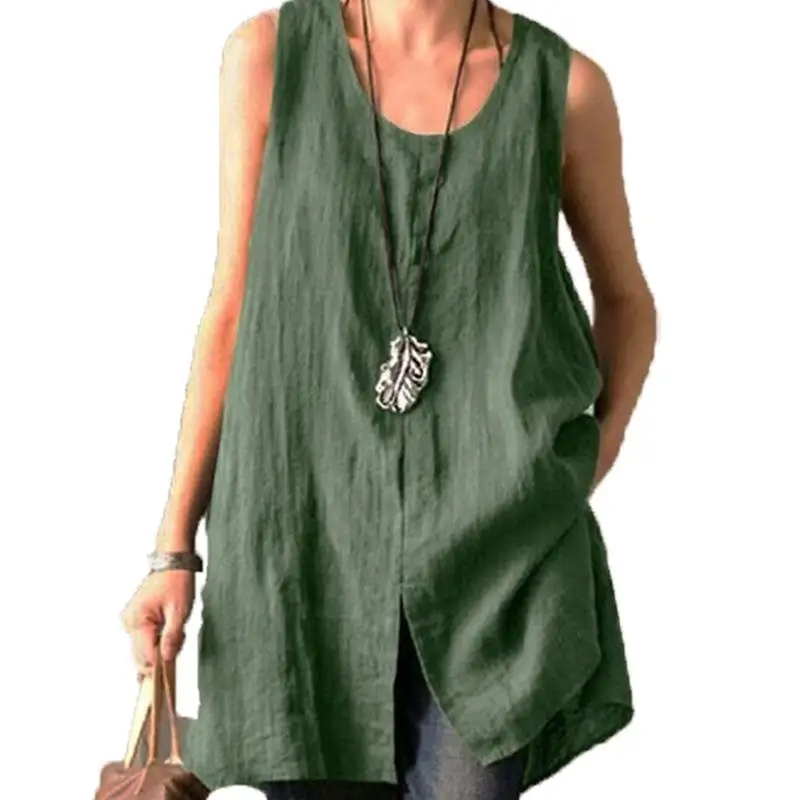 

Women's Cotton Linen Svel irt Casual Loose Fit Vest Non-Sinkage Spring 2024 Color Faion Ladies' irt