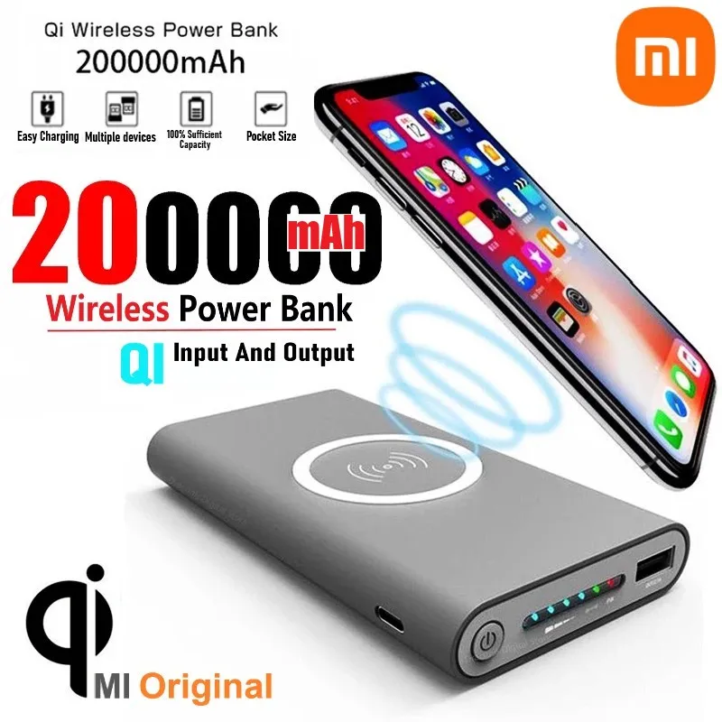 Xiaomi Super Thin Magnetic Power Bank 200000mAh High Capacity External Battery USB-c Two-Way Qi Fast Charger for iPhone Samsung