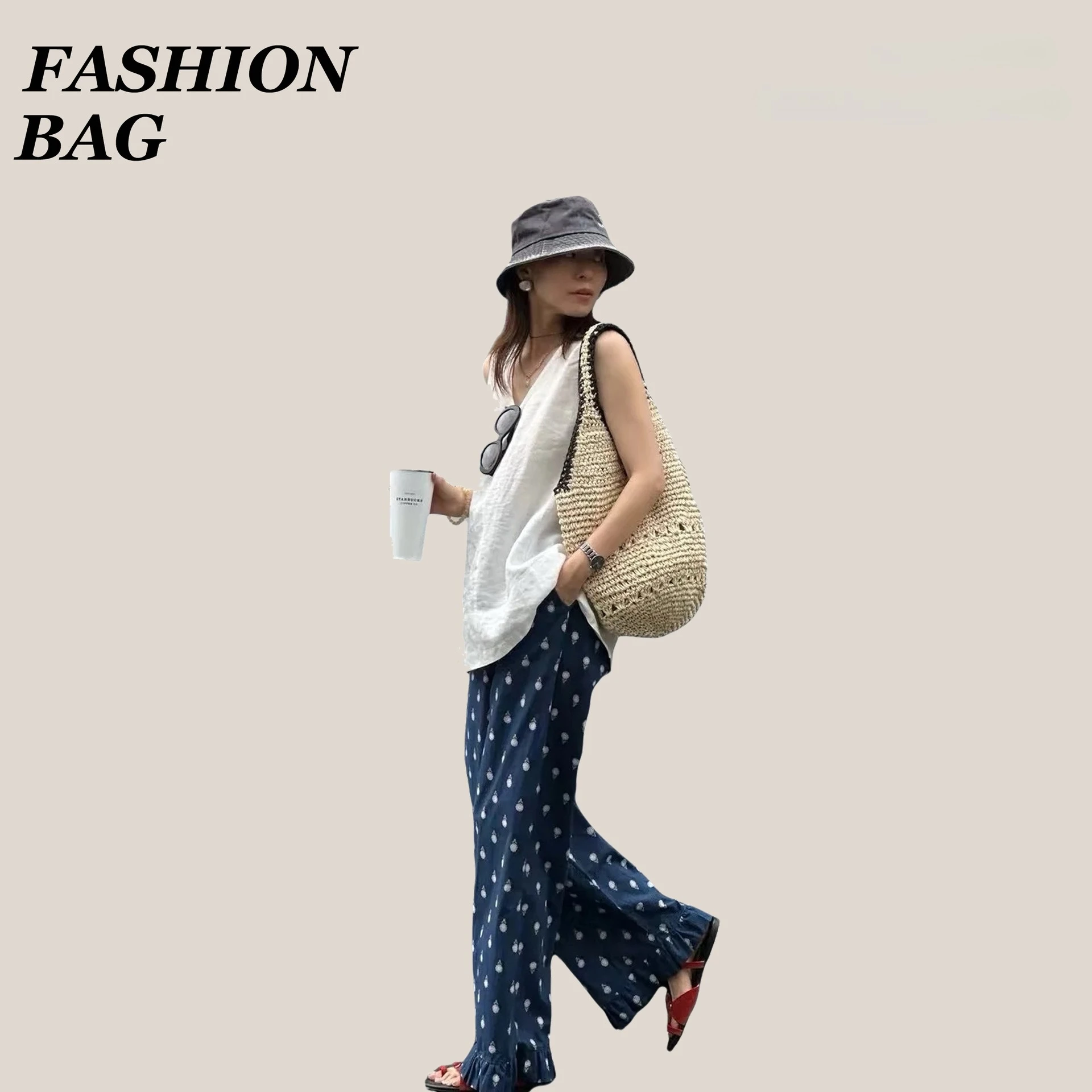 

Straw Tote Bag for Women Raffia Shoulder Bag Summer Beach Bag Handmade Woven Bag