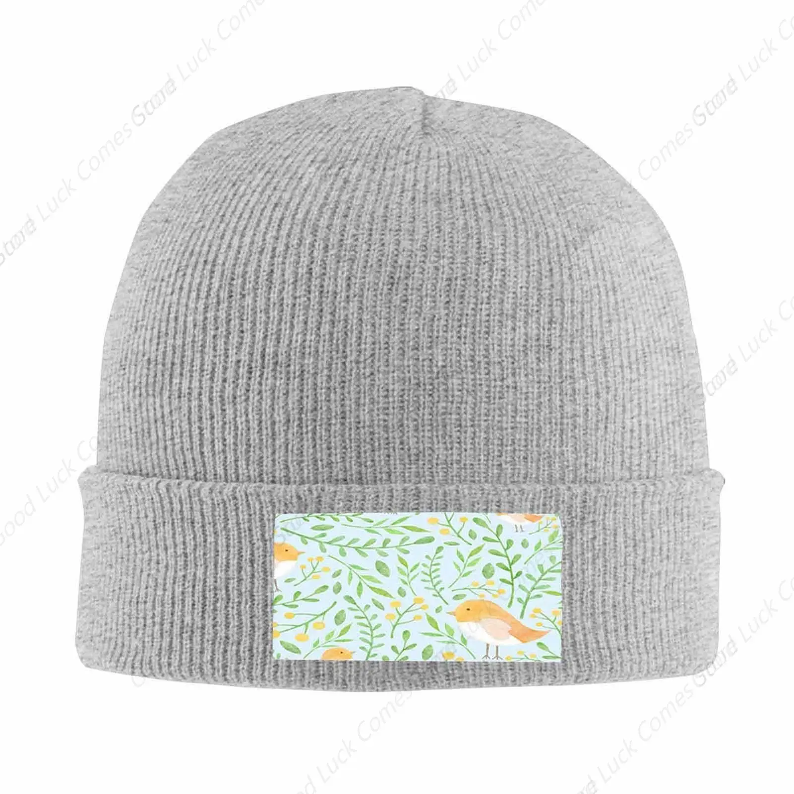 Warm Winter Hat and Stylish Knitted Beanie for Men and Women, Birds Texture Watercolor Minimalist Beanies Cap