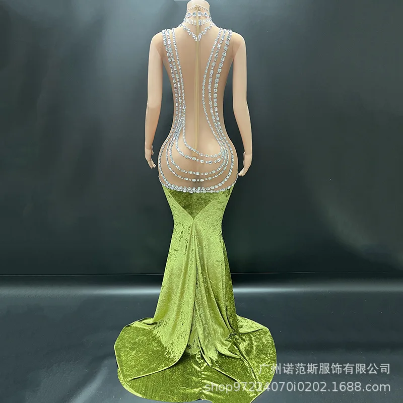 المتخصصة ماتشا الأخضر الأبيض مزاجه الورك ملفوفة ذيل السمكة تنورة الحفل المشاهير الاجتماعية مساء فستان عيد ميلاد الراقية