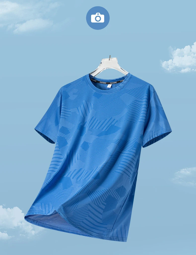 Männliches Lauf-T-Shirt, Sommer, atmungsaktiv, verschleißfest, Fitness-Sport-T-Shirt, Outdoor, leicht, Jogging, Fitnessstudio, Training, Sportbekleidung – Detail 9