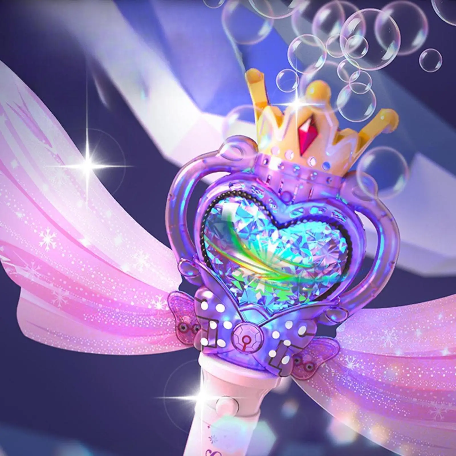 

Automatic Bubble Machine Pink Princess Wand with Music Handheld Bubble Blower for Children Outdoor Play