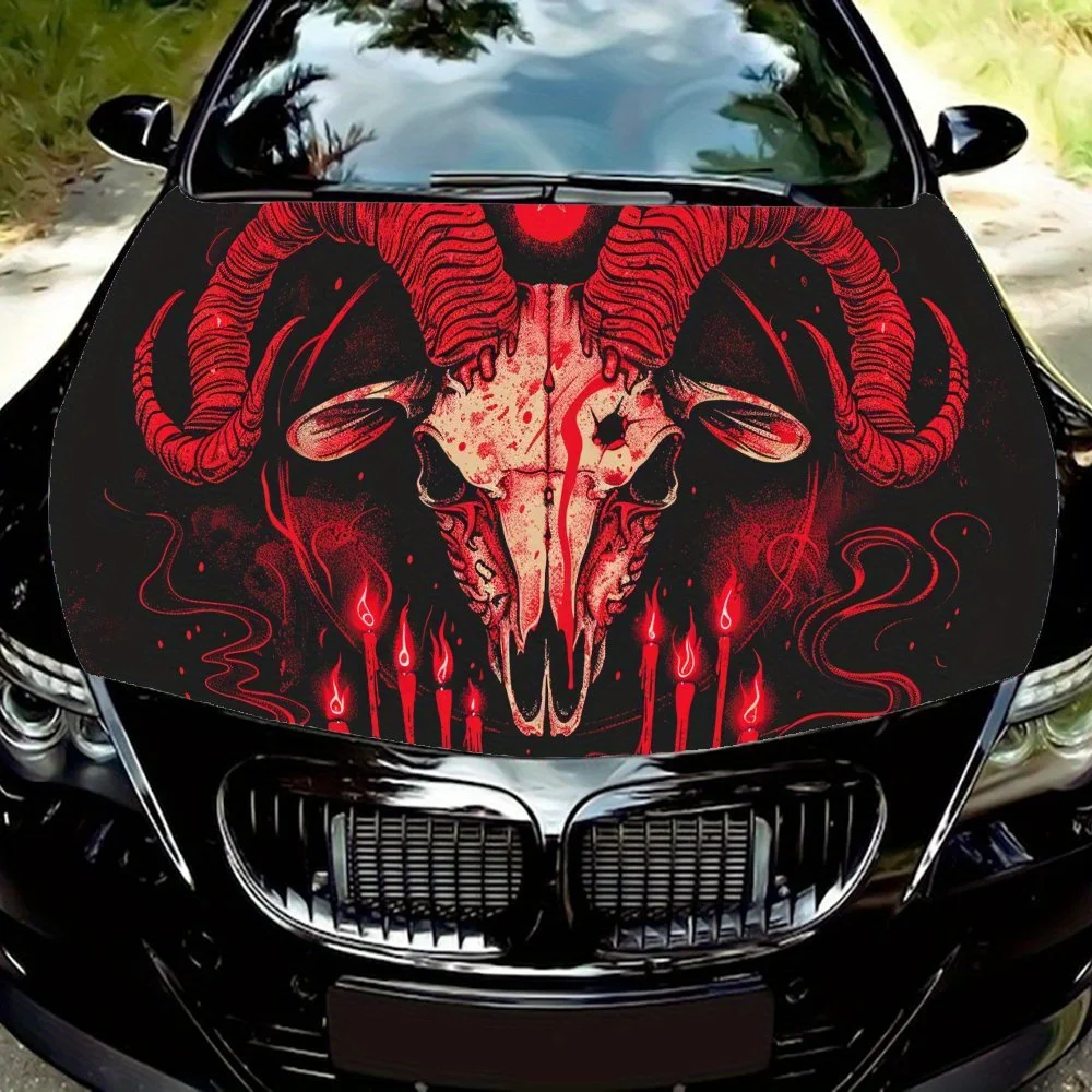 

Темные рога баран, ПВХ автомобильные виниловые обертывания, самоклеящаяся водонепроницаемая наклейка на капот автомобиля, защитные наклейки для украшения автомобиля для грузовика