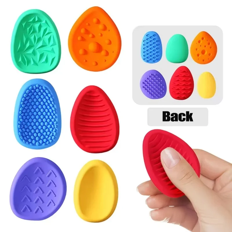 子供と大人のためのテクスチャードシリコンの耐久性のある岩,感覚石,ストレス解消,ノイズのない,リラックスしたそわそわおもちゃ,1セットあたり6個