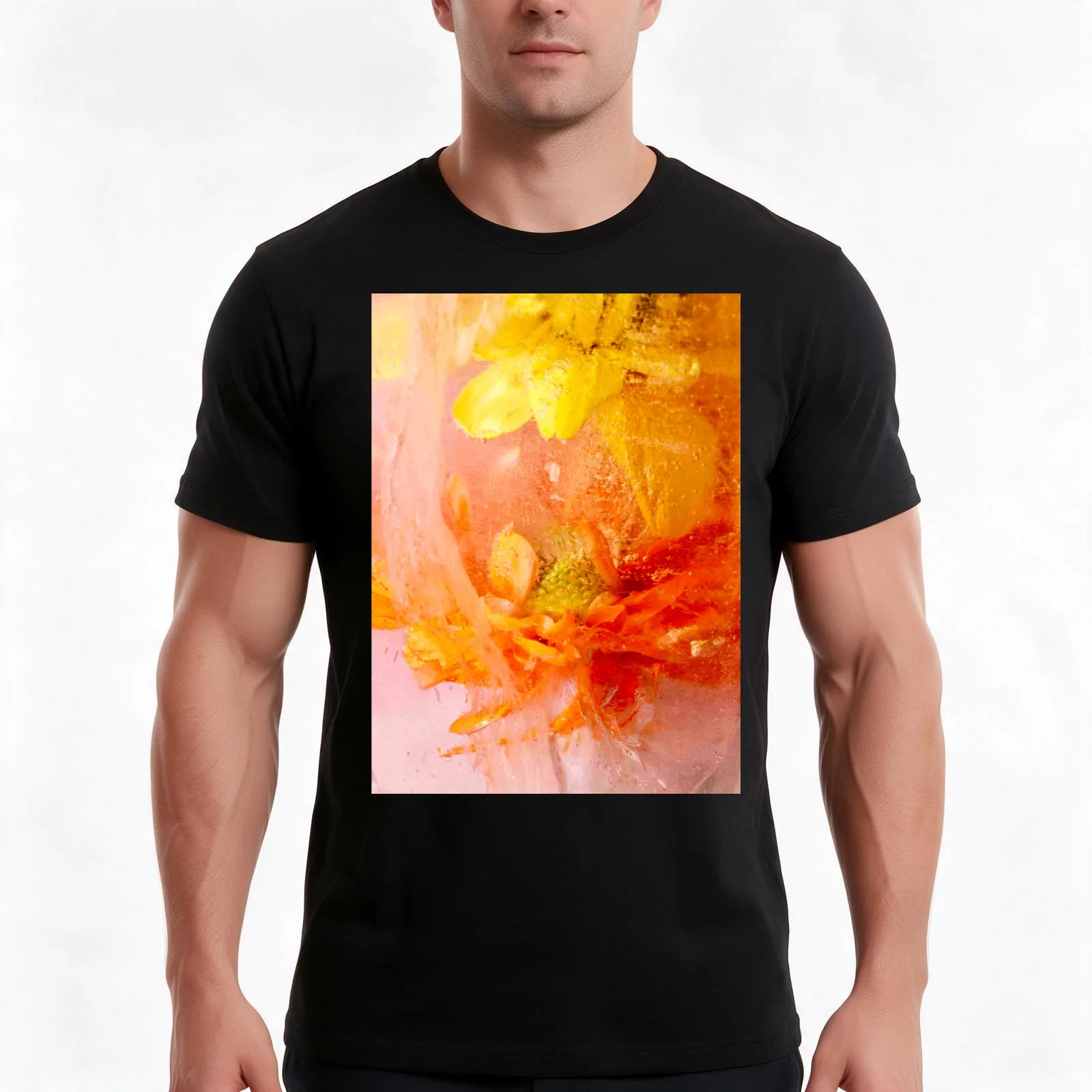 Orange and Yellow Daisies T-Shirt, Summer Casual Cotton Tee, Oversized Streetwear Tops, Vintage Graphic Print, Unisex Men Women