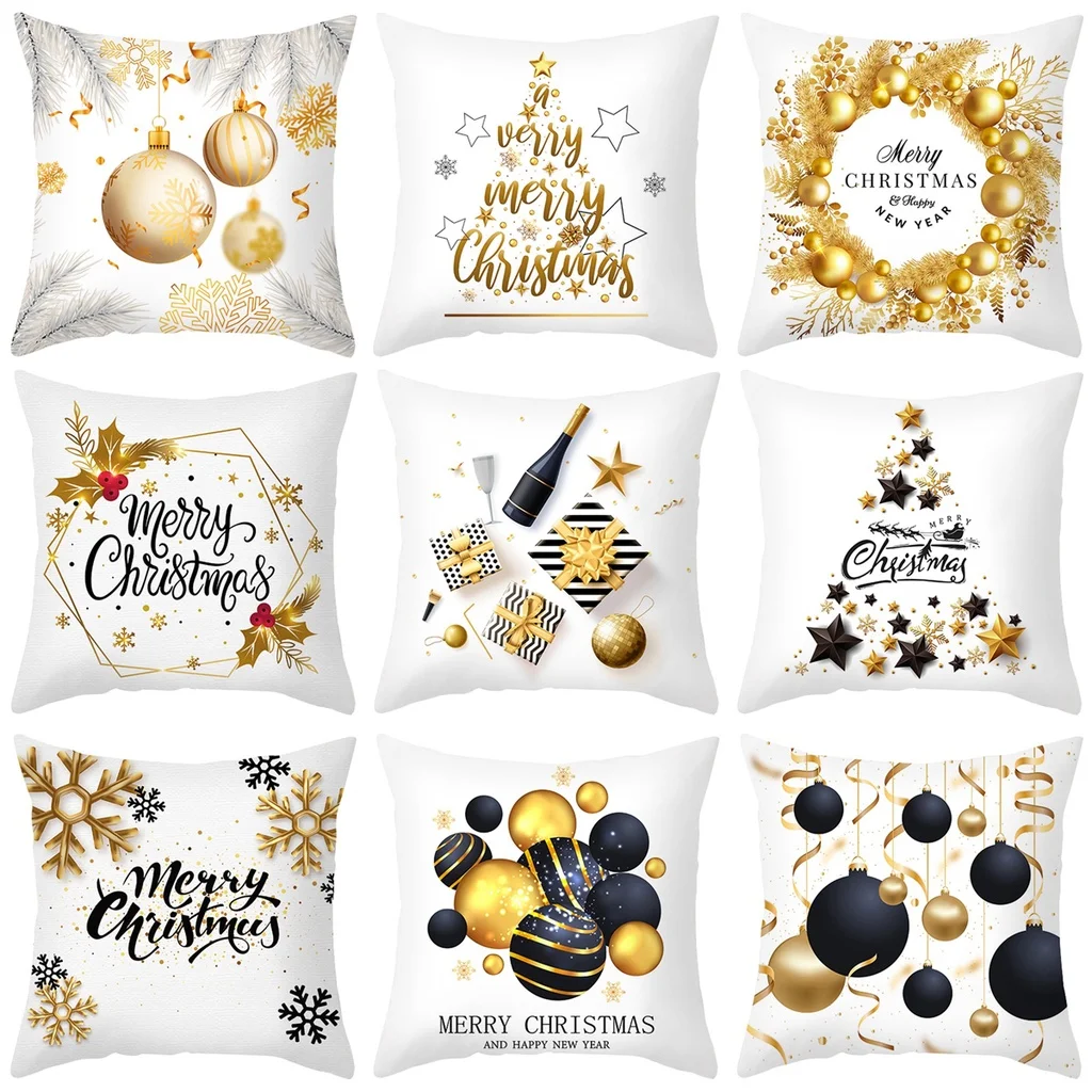 Christmas Cushion Cover Merry Christmas Decorations for Home 2023 Christmas Ornament Xmas Gifts Navidad Noel Happy New Year 2024