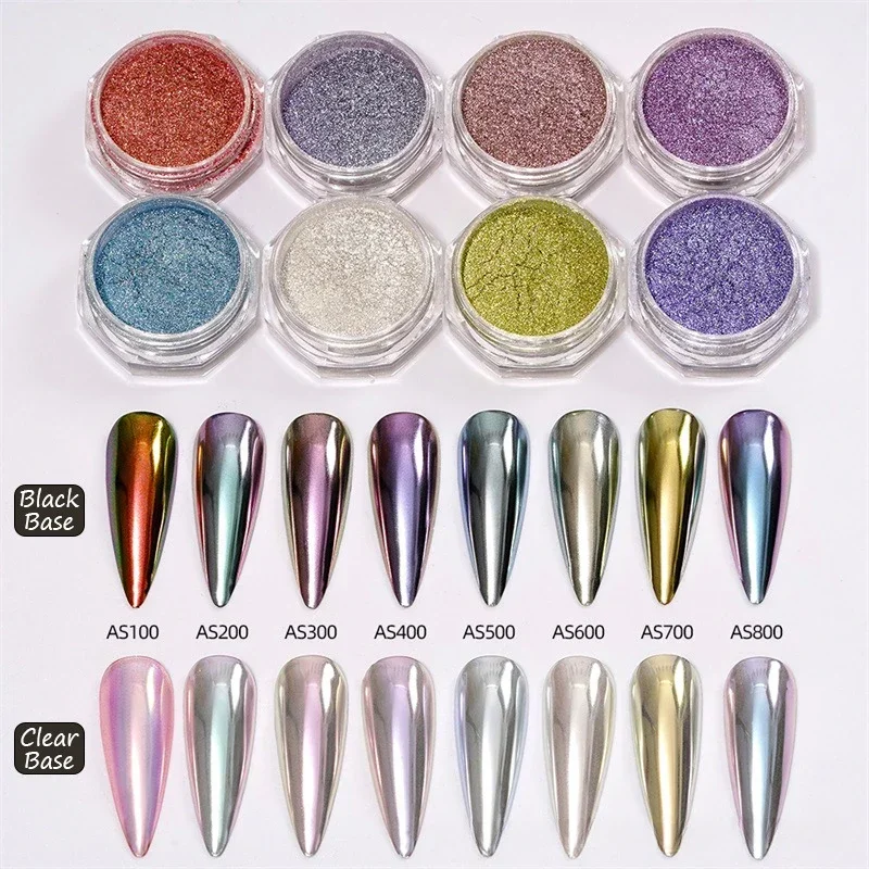 Moonlight Mirror Nails Powder Metallic Silver Effect Pigments Laser Dust Glitter Aurora Shiny Pearl Nail Tip Manicure Decoration