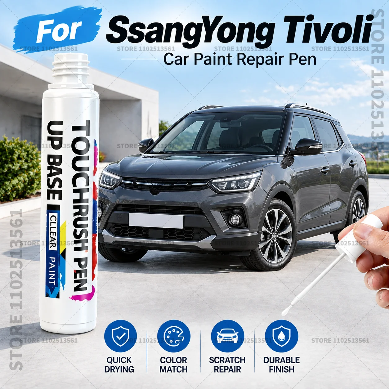 For SsangYong Tivoli Automotive Touch Up Paint Pen Scratch Repair Marker for Car Body Bumper Door Paint Restoration Accessories
