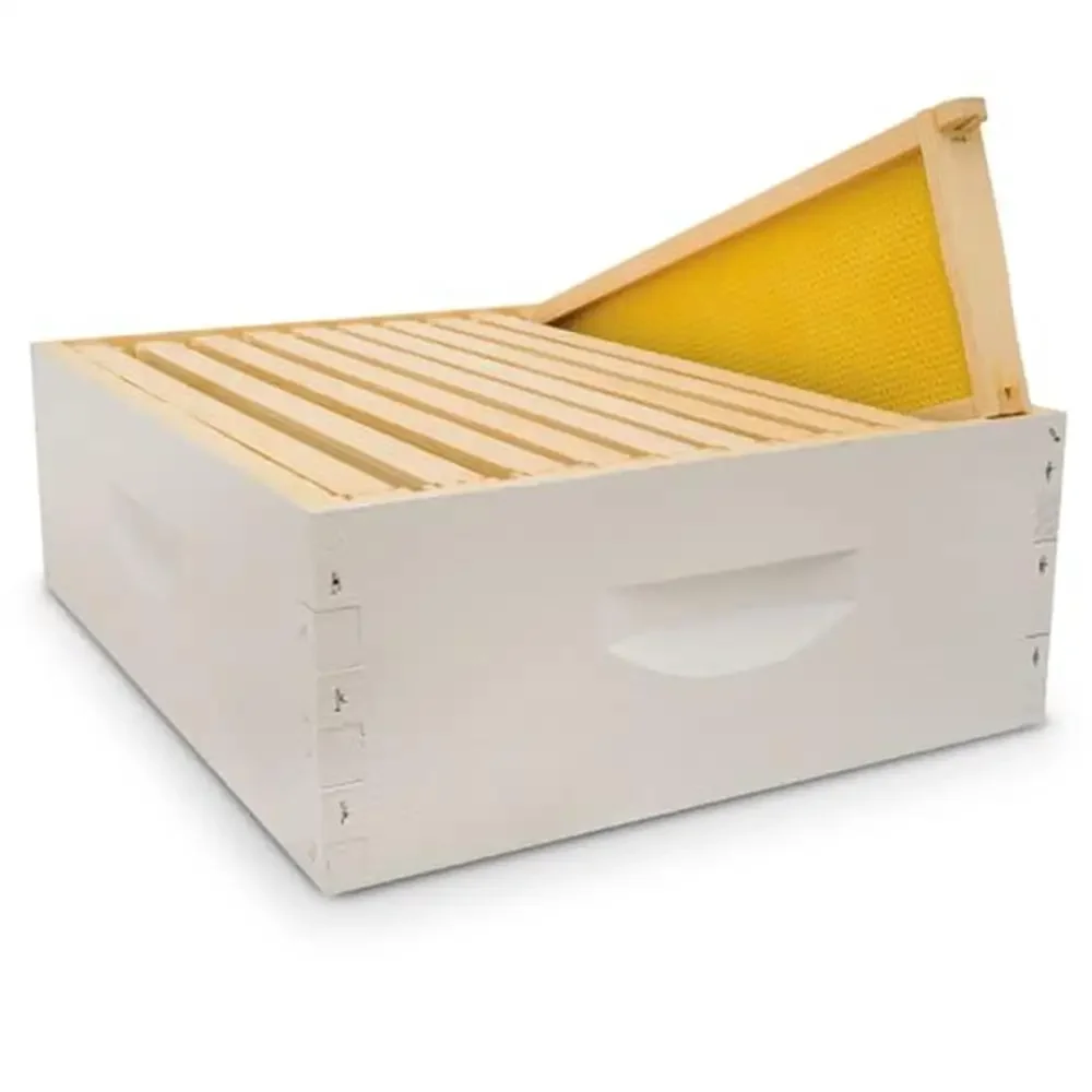

10-Frame Assembled Honey Super Kit USA Made Beeswax Coated Complete Bee Hive Setup Faster Honey Production Customizable System