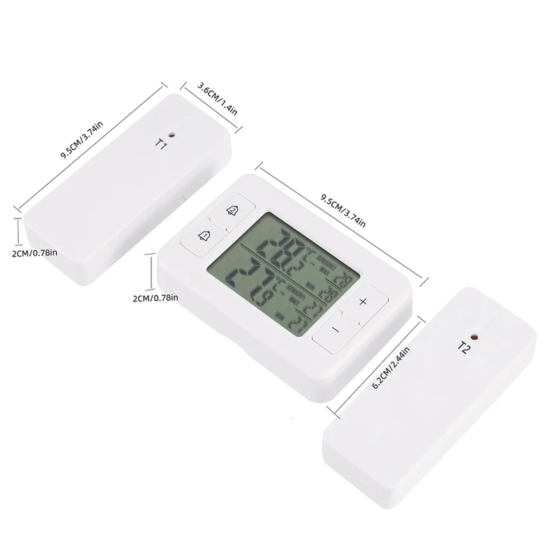 2Set Household Refrigerator Cold Storage Electronic Thermometer One Tow Two Wireless Transmission Thermometer With Alarmab13