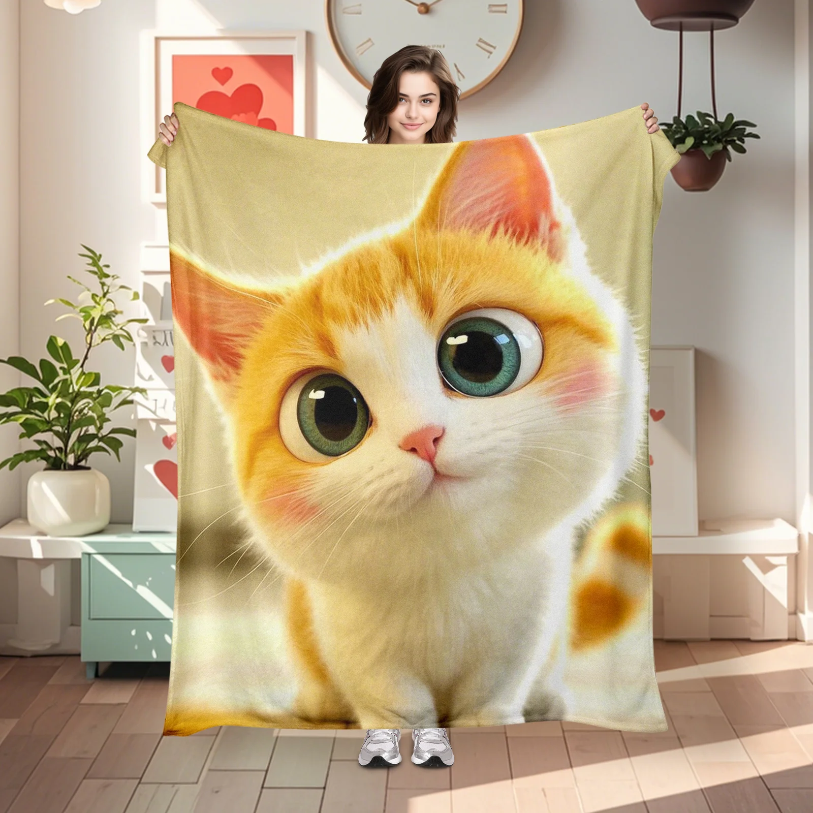 

HighQuality Cartoon Cat Patterned Blanket, Combining Fun And Coziness For The Whole Family