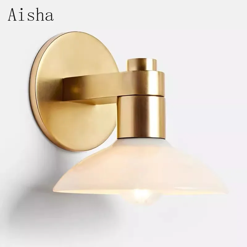 

North European American Retro Glass Wall Lamp Bedroom Bedside Sconces Designer's Creative Light Luxury Wall Light