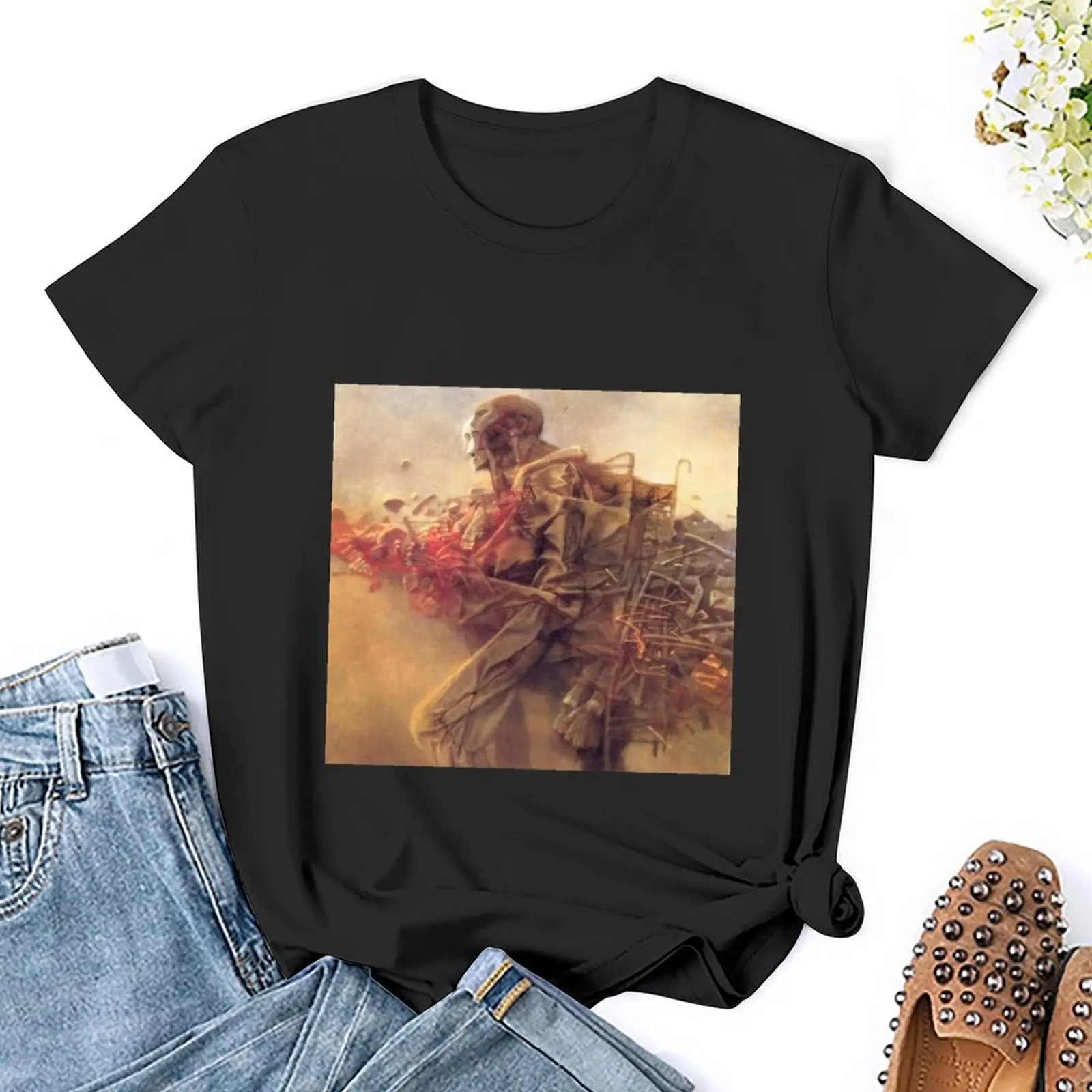 เสื้อยืดสตรี Zdzislaw beksinski เสื้อยืด MODE Korea ทรงหลวม