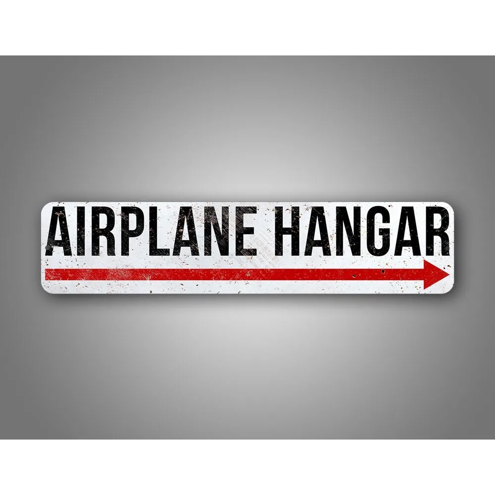 1pc Customizable Novelty Airplane Hangar Road Sign | Personalized Retro Style Aviation Wall Decor (For Decorative Only)