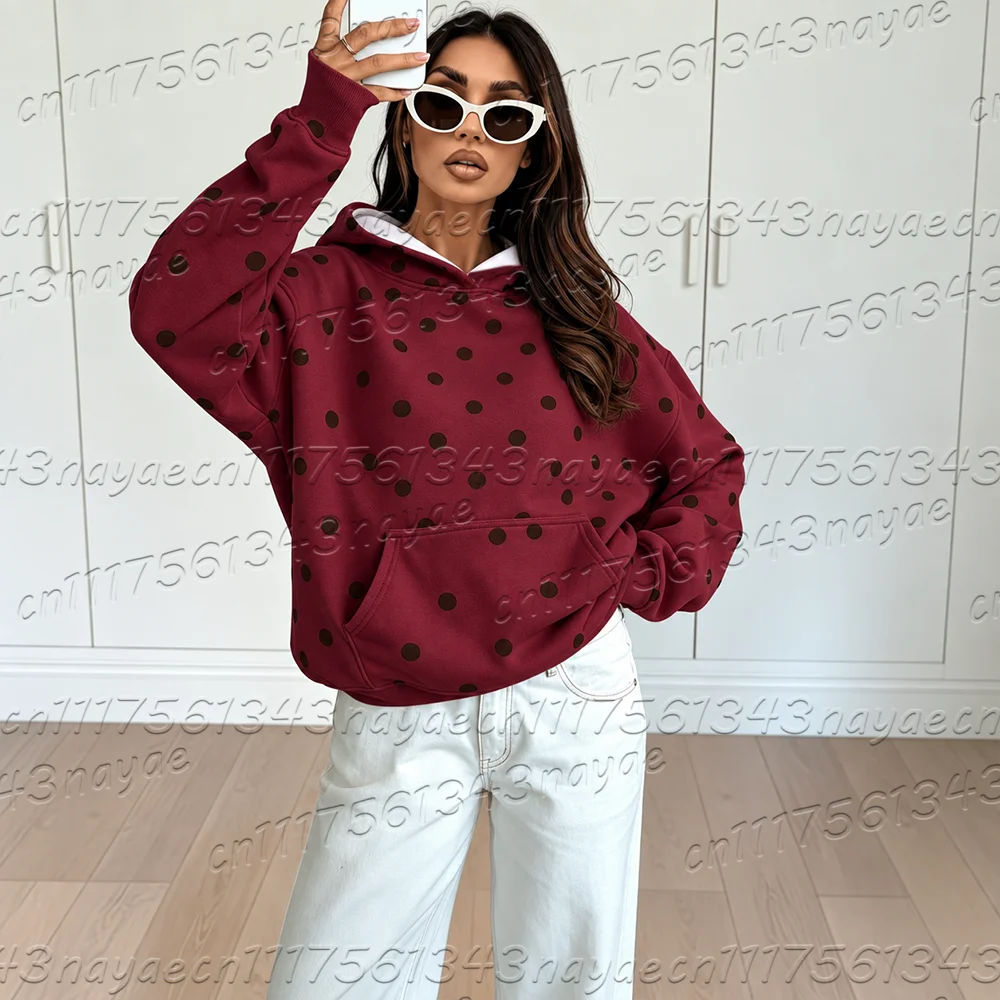 2026 Autumn Winter Women Hoodies Polka Dots Striped Leopard Print Men Women Sweatshirt Casual Loose Sports Versatile Hoodies
