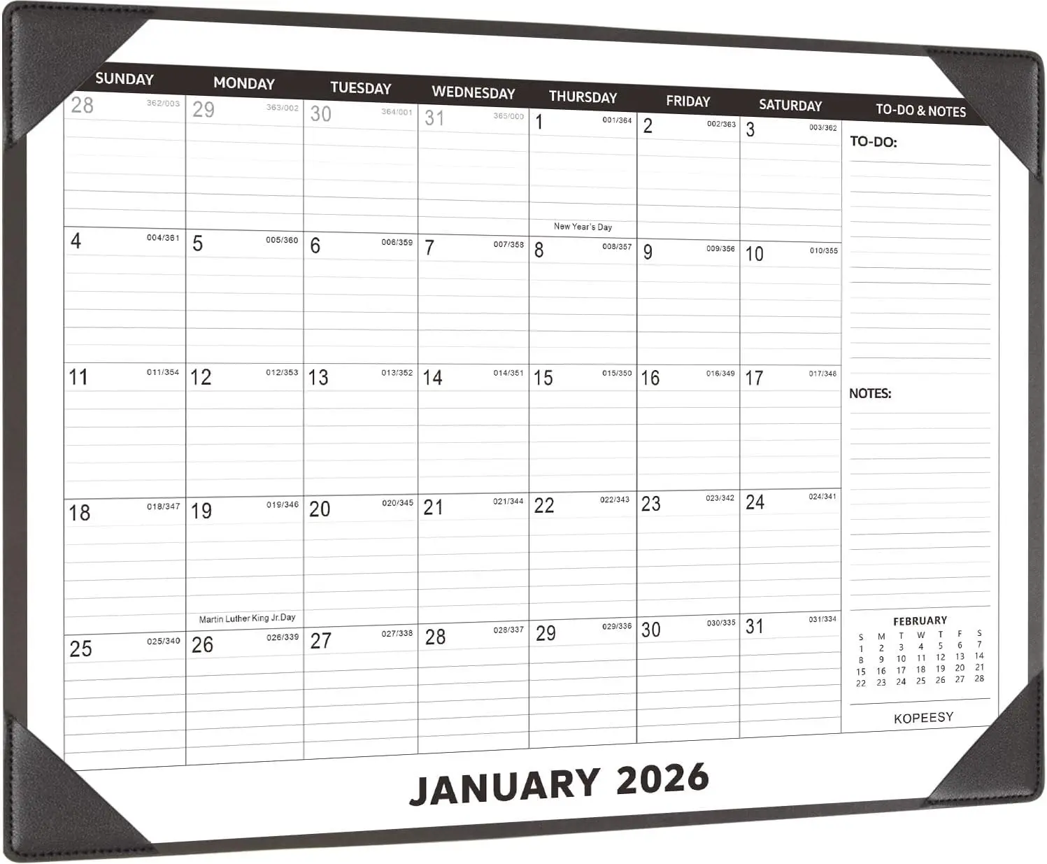 Large Desk Calendar 2026 with Desktop Mat,    22 x 17 Desktop Calendar, 18 Mouths From January 2026 to June 2027, Off