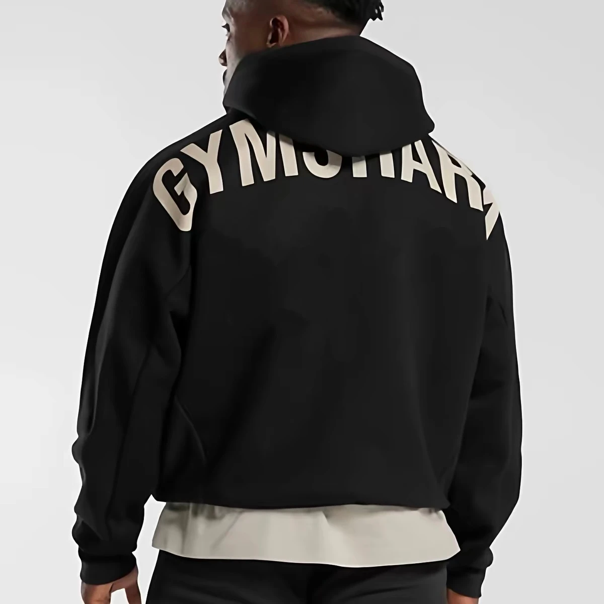 GYMSHARK FOUNDER High Weight Men's and Women's Sports and Leisure Loose Hooded Hoodie