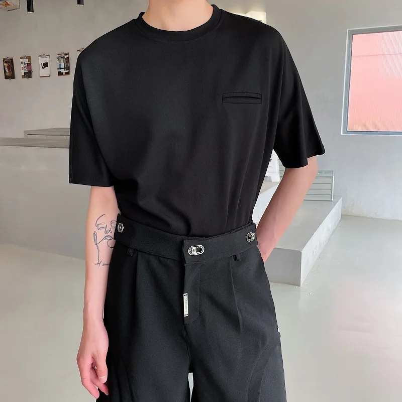 

Large Size Minimalist Style Versatile Loose Short Sleeve T-Shirt Trendy Men's Korean Version Summer Fashion Simple Bottomed Top