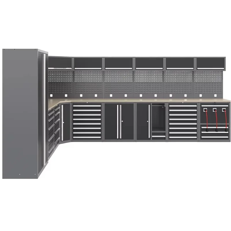 Black Corner Combination Metal Tool Cabinet Large Workbench for Garage with Removable Workshop Wood Aluminium Tool Storage